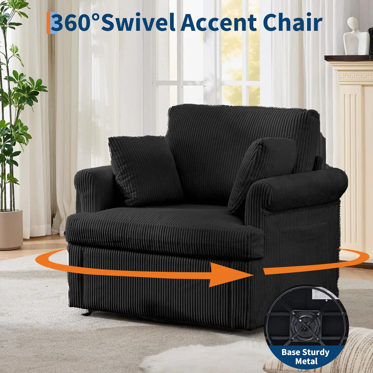 Swivel Armchair Corduroy
