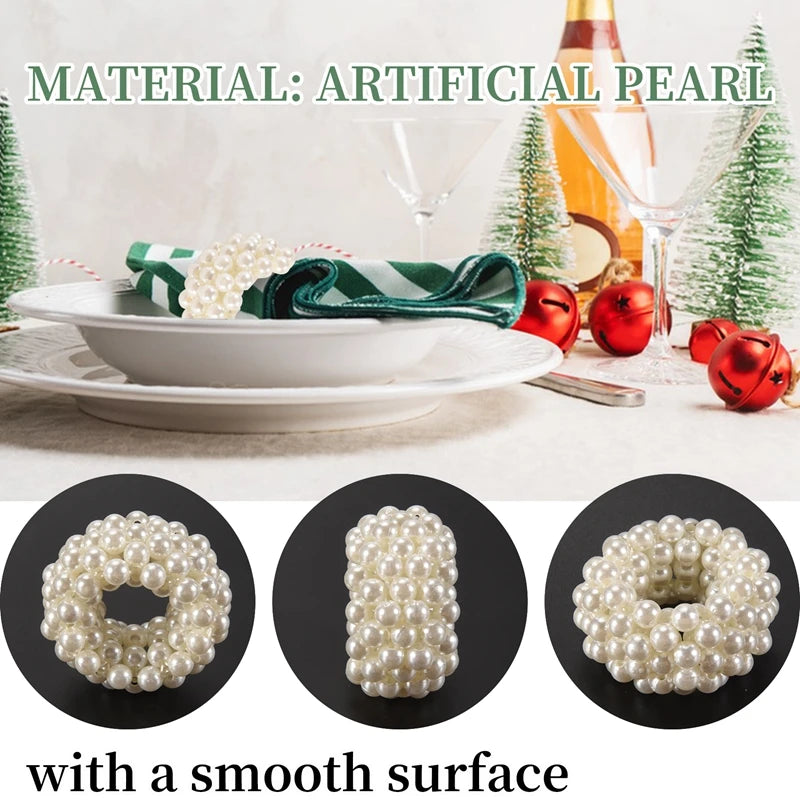 Napkin Ring 12-Piece Set, White Pearl
