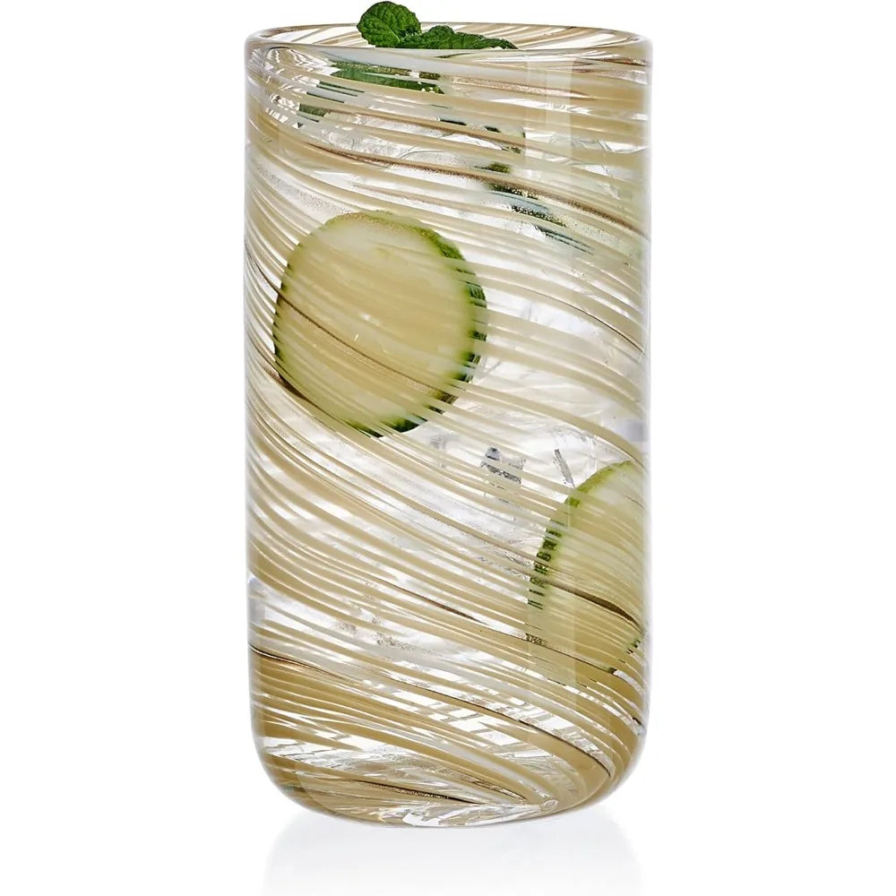 Set Of 4 Honey Swirl Highball Glasses
