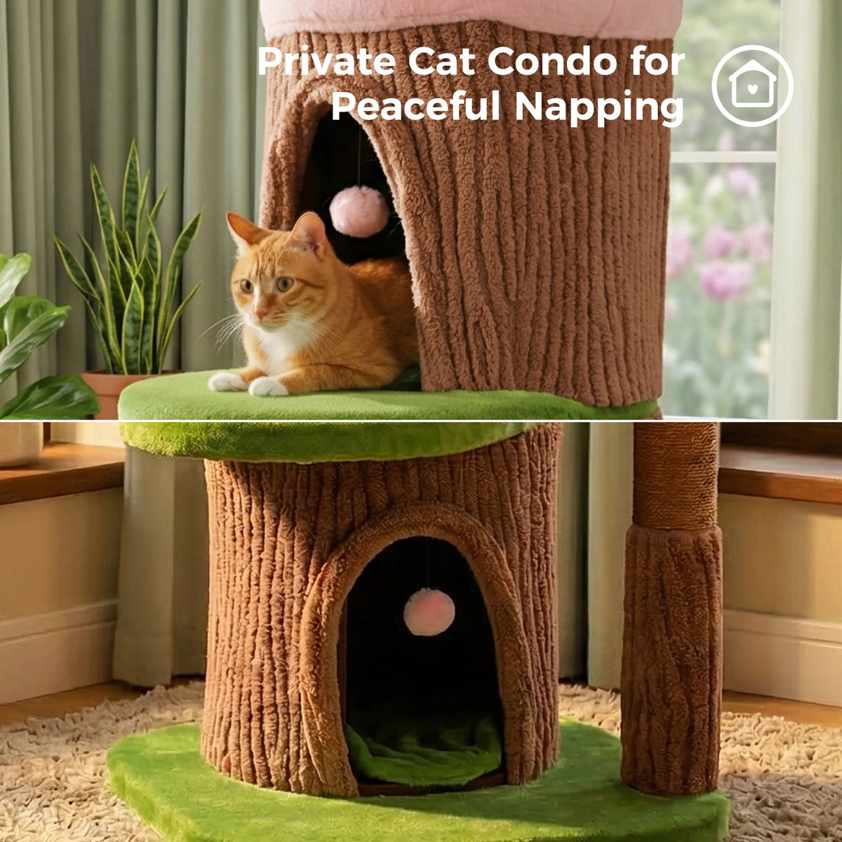 Large Cat Tree with 4 Spacious Condos