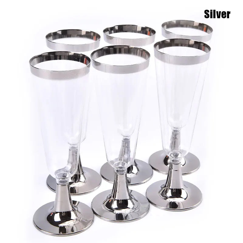 50Pc Plastic Disposable Red Wine, Champagne Flutes