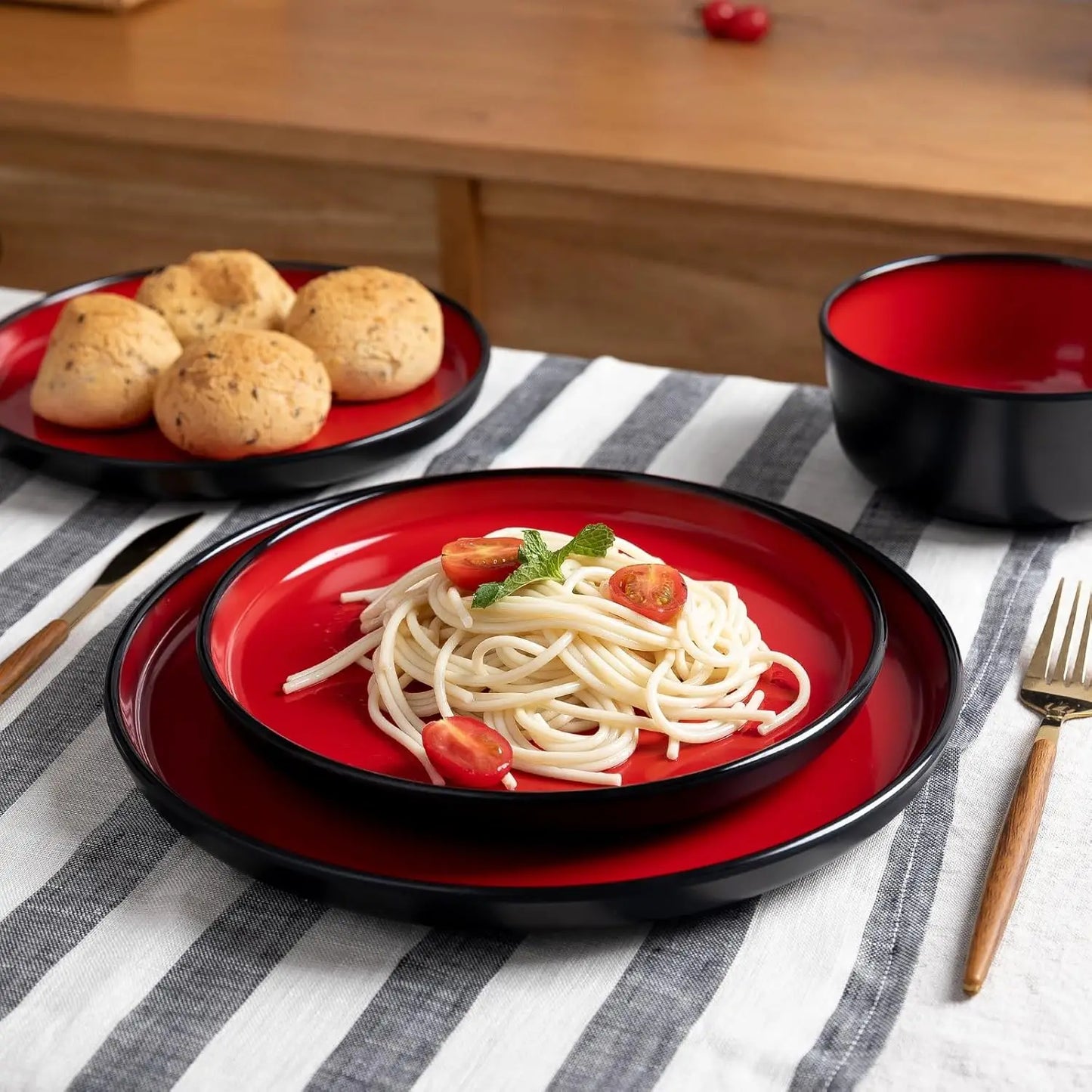 Melamine 12-Piece Modern Dinnerware Set