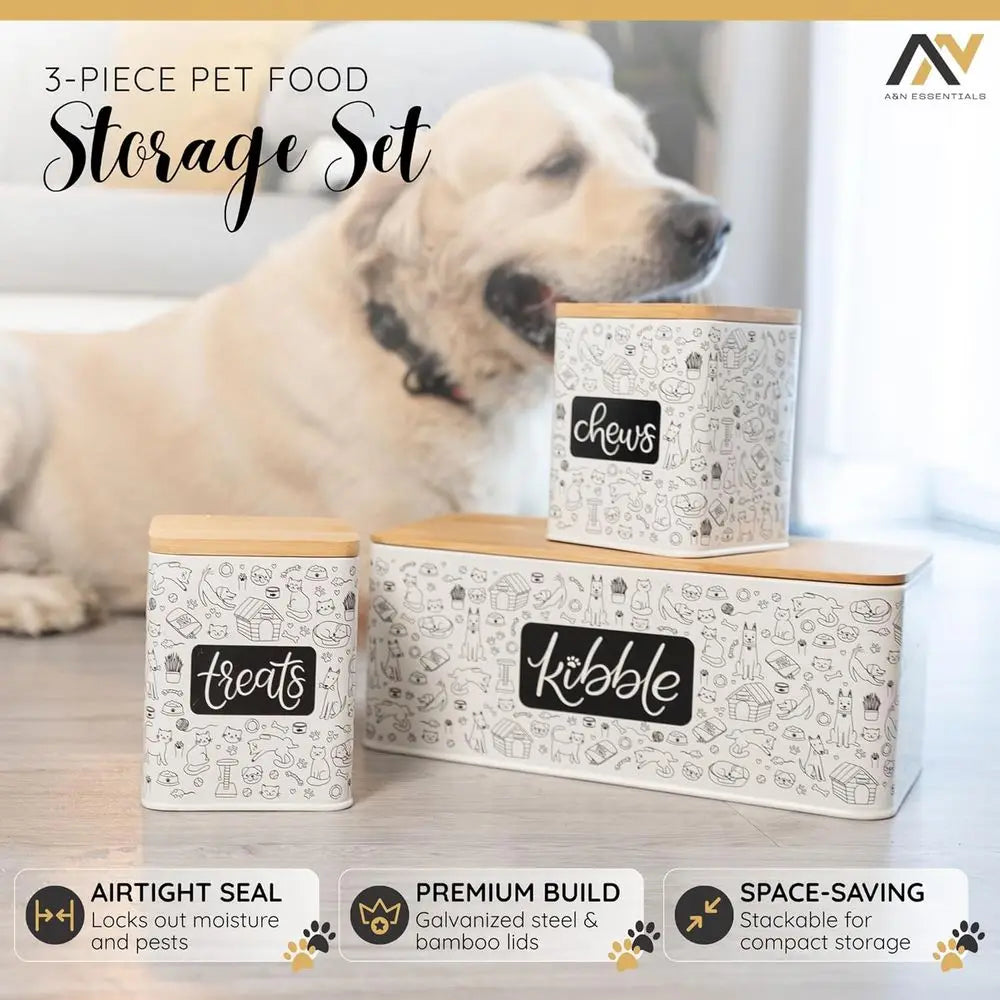 3-Piece Pet Food Storage Container Set