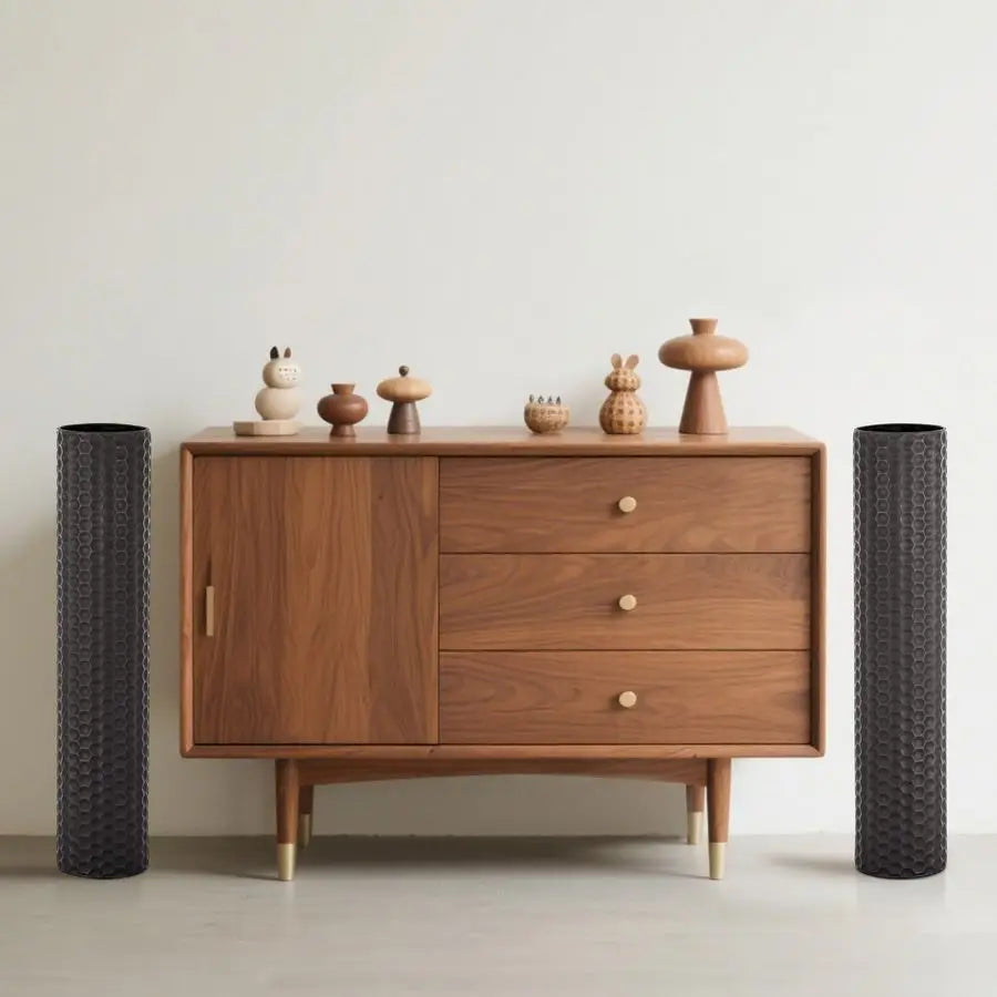 Black Tall Floor Vase 27.6in Metal