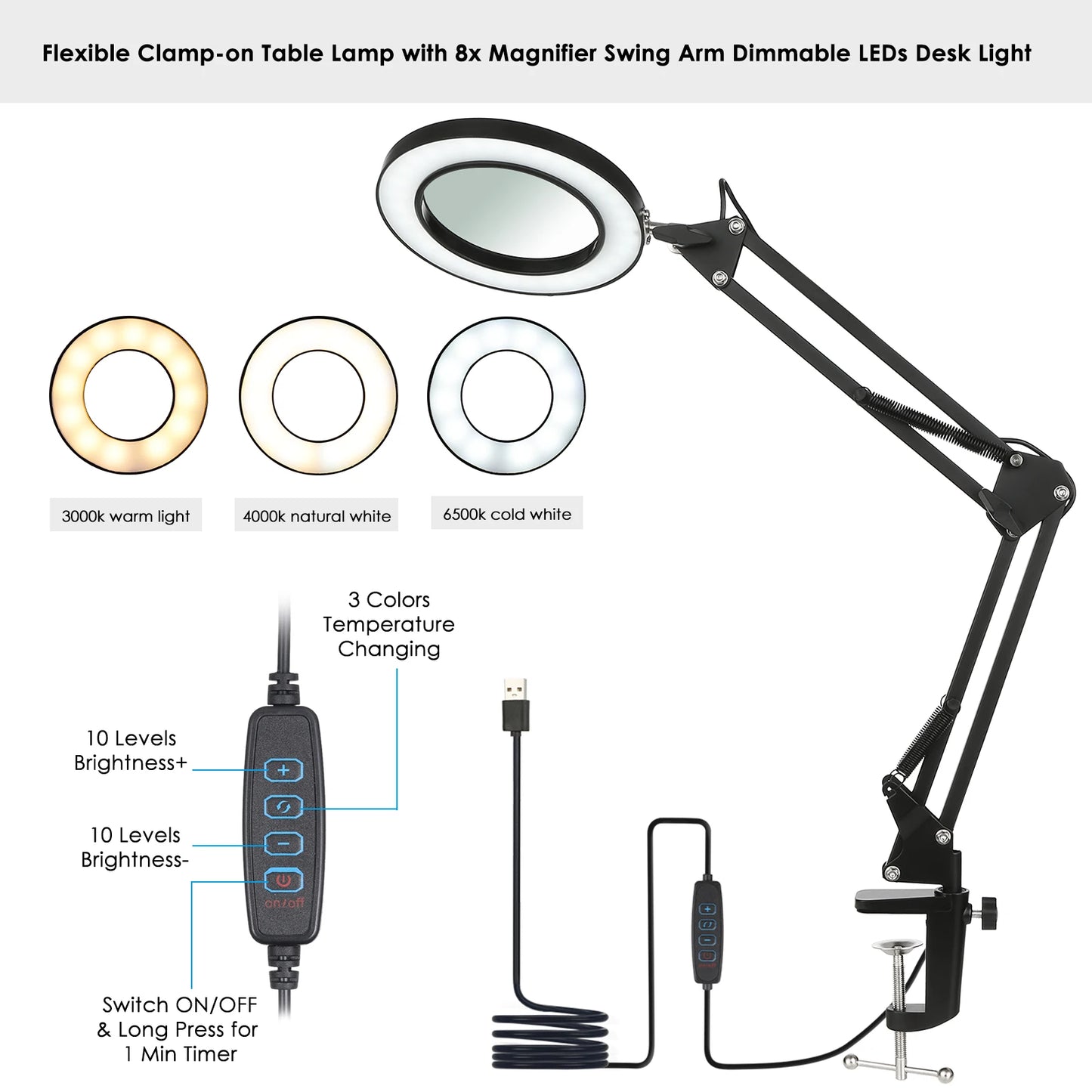 Clamp-on Flexible Table Lamp