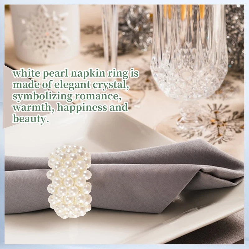Napkin Ring 12-Piece Set, White Pearl