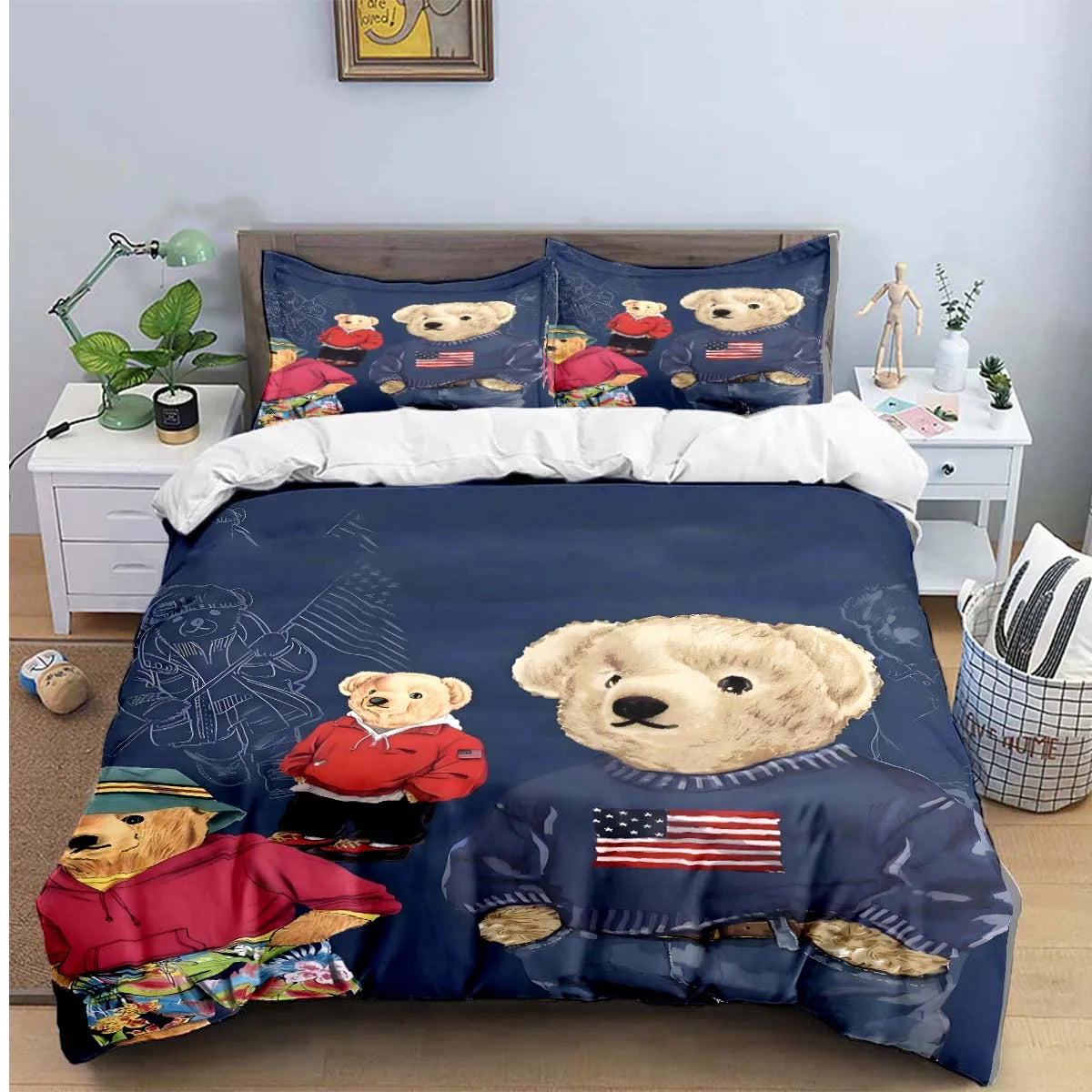 Bear Bedding Set Single Twin Full King Size