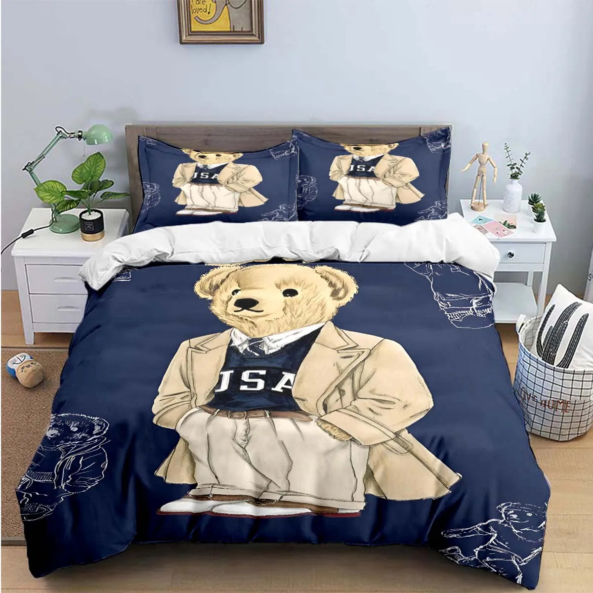 Bear Bedding Set Single Twin Full King Size