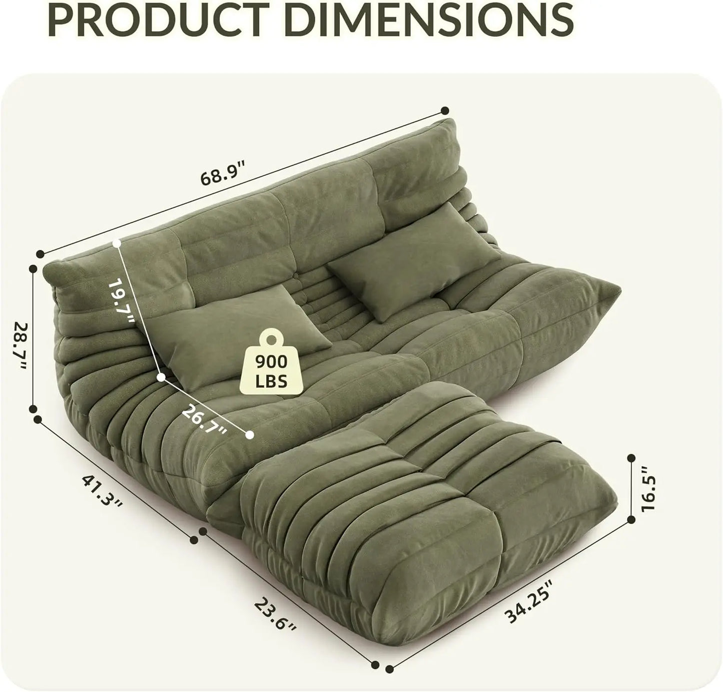 69 Inch Teddy Sofa ,Loveseat Bean Bag