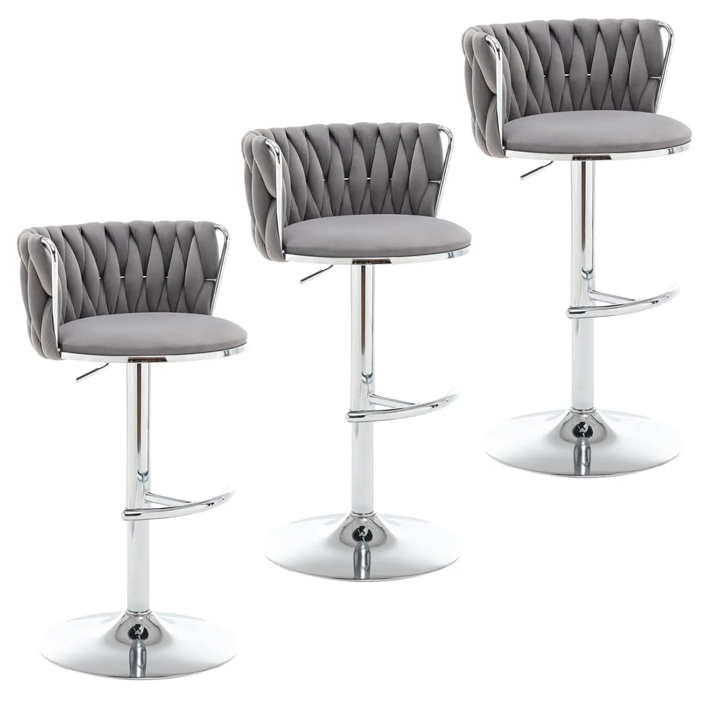 Gold Velvet Bar Stools Set of 3