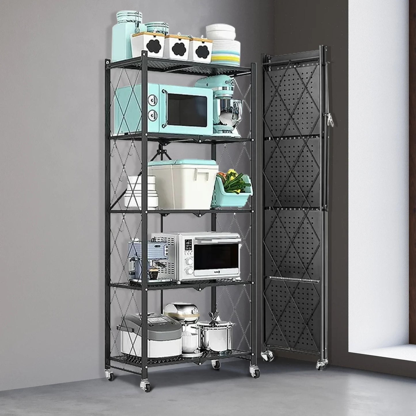 Metal Storage Shelving 5-Tier With Wheels