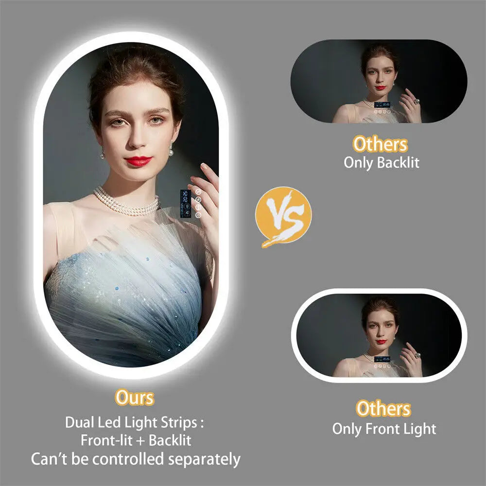 Large Bathroom Mirror Oval LED