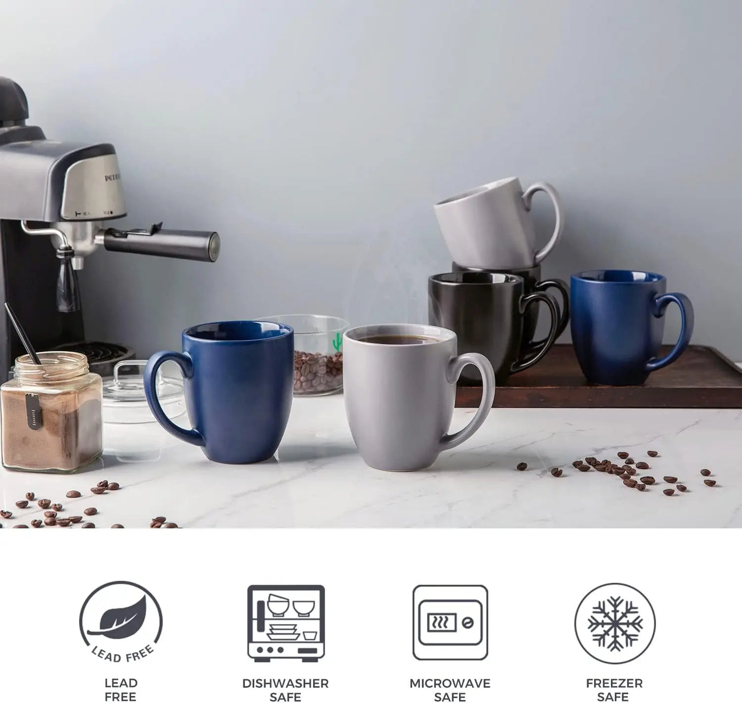 16oz Coffee Mugs Set of 6