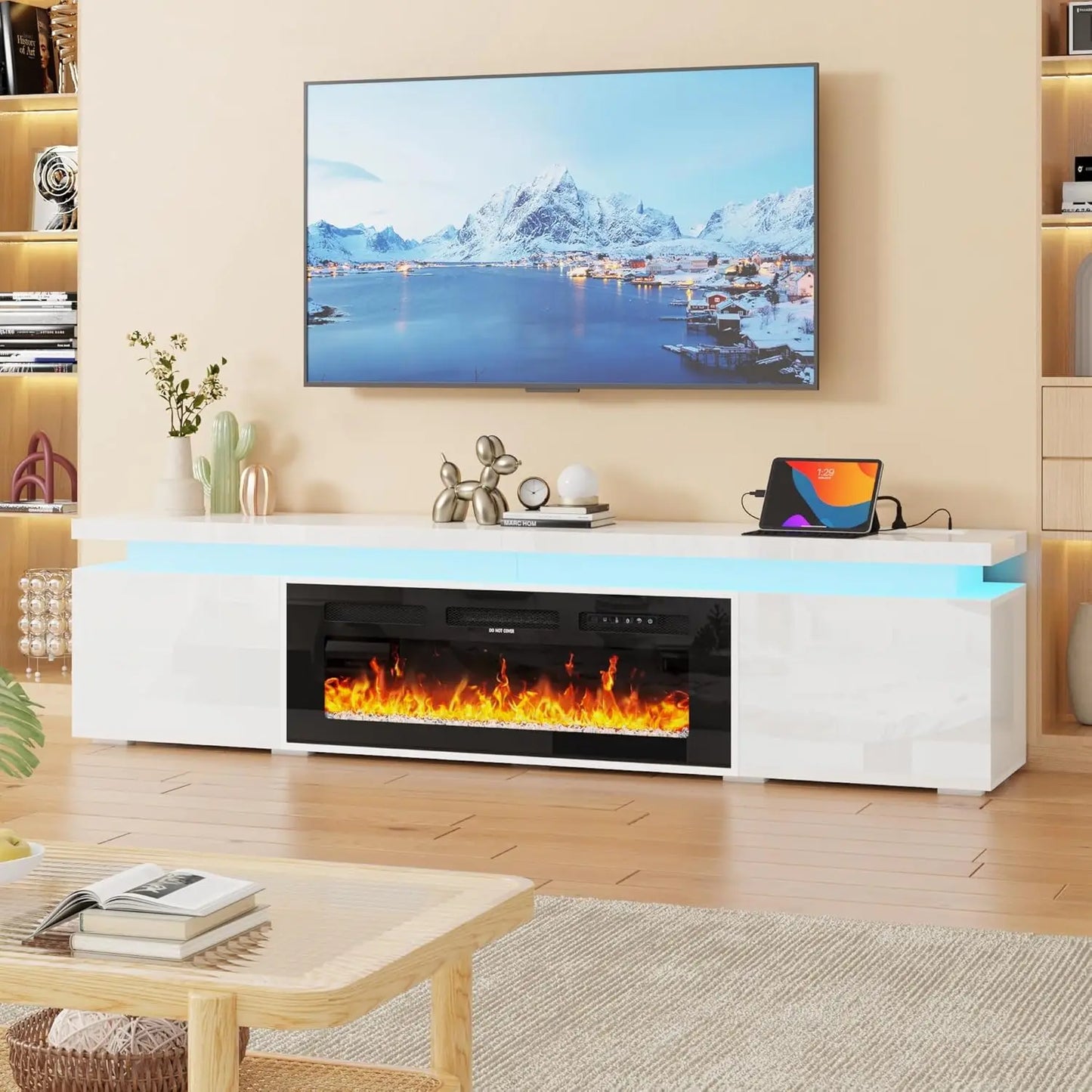 83" LED TV Stand 40" Fireplace 95"