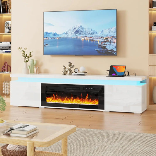 83" LED TV Stand 40" Fireplace 95"