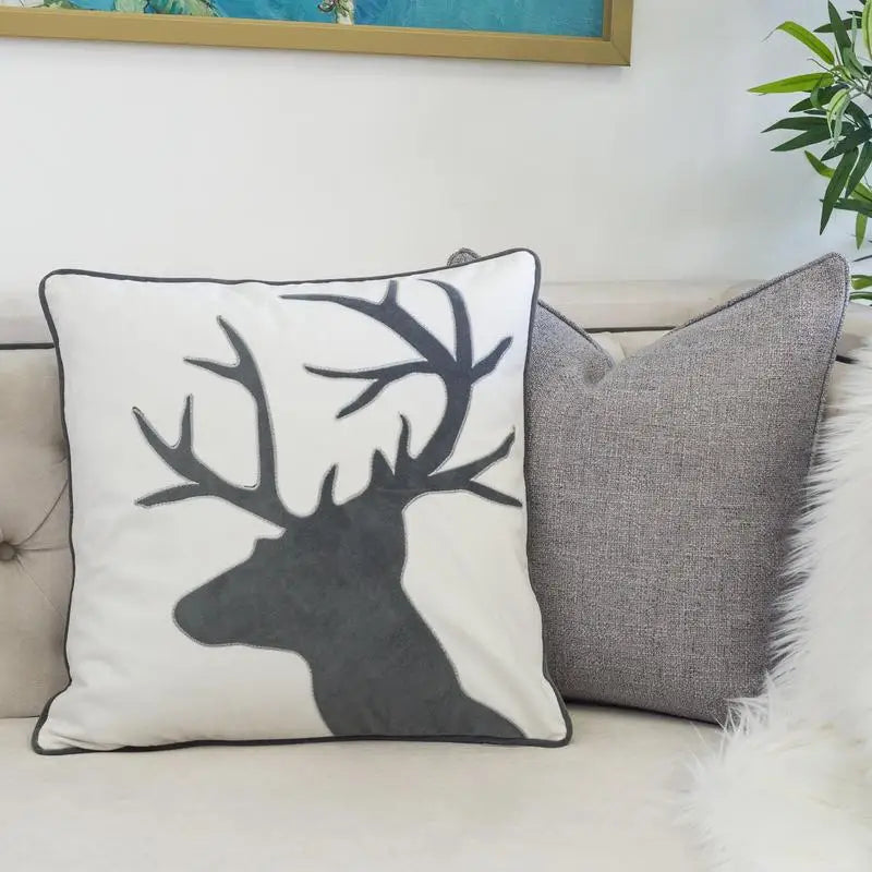 Holiday Reindeer Velvet Accent Pillow 20x20