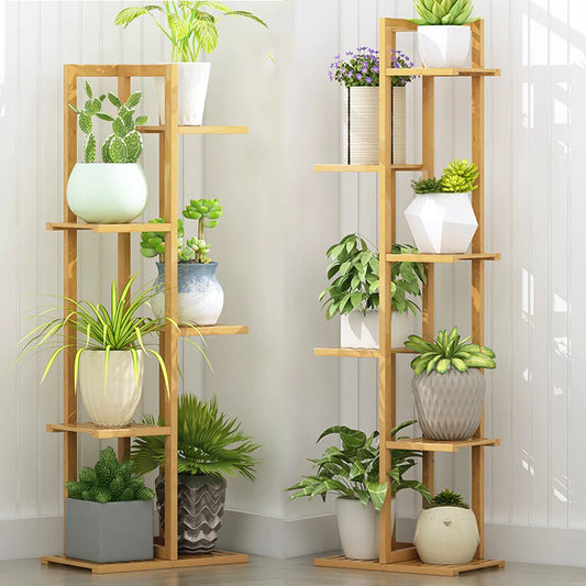 6/7 Pot Vertically Bamboo Plant Stand