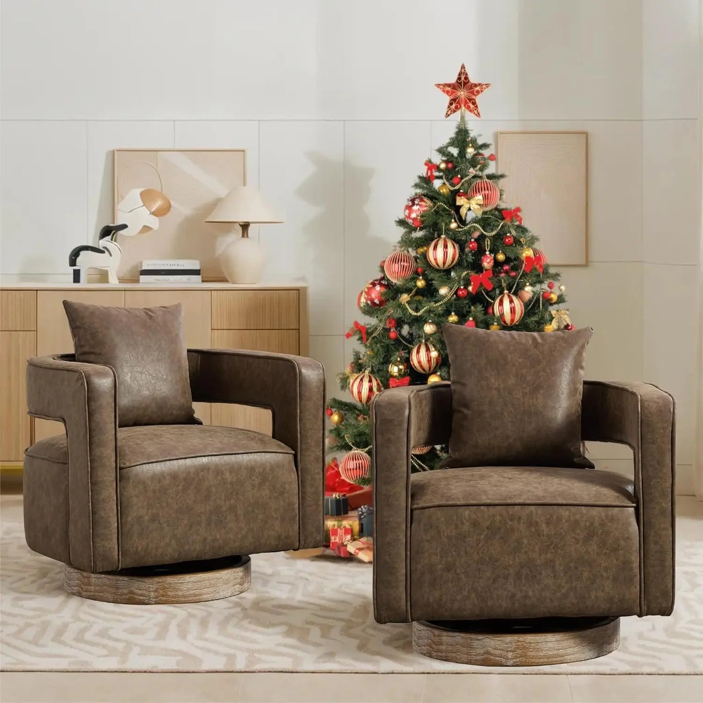 Upholstered Swivel Accent Chair Set Of 2