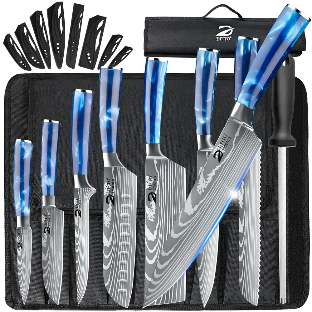 8pcs Kitchen Knife Damascus Stainless Steel