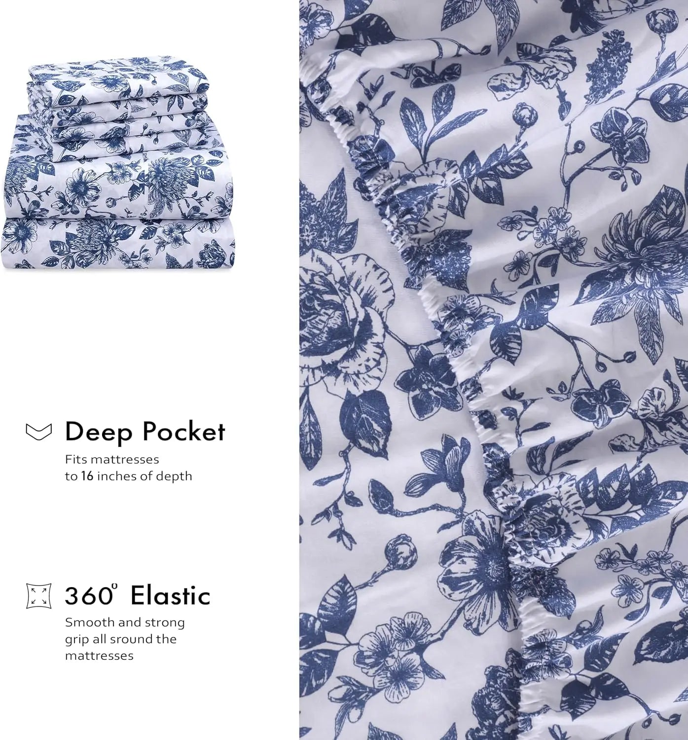 6-Piece Cotton Sheets Set 100% Natural