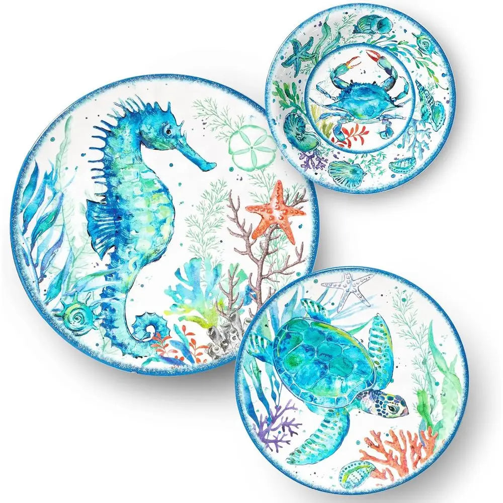 12-Piece Melamine Beach Dinnerware Set