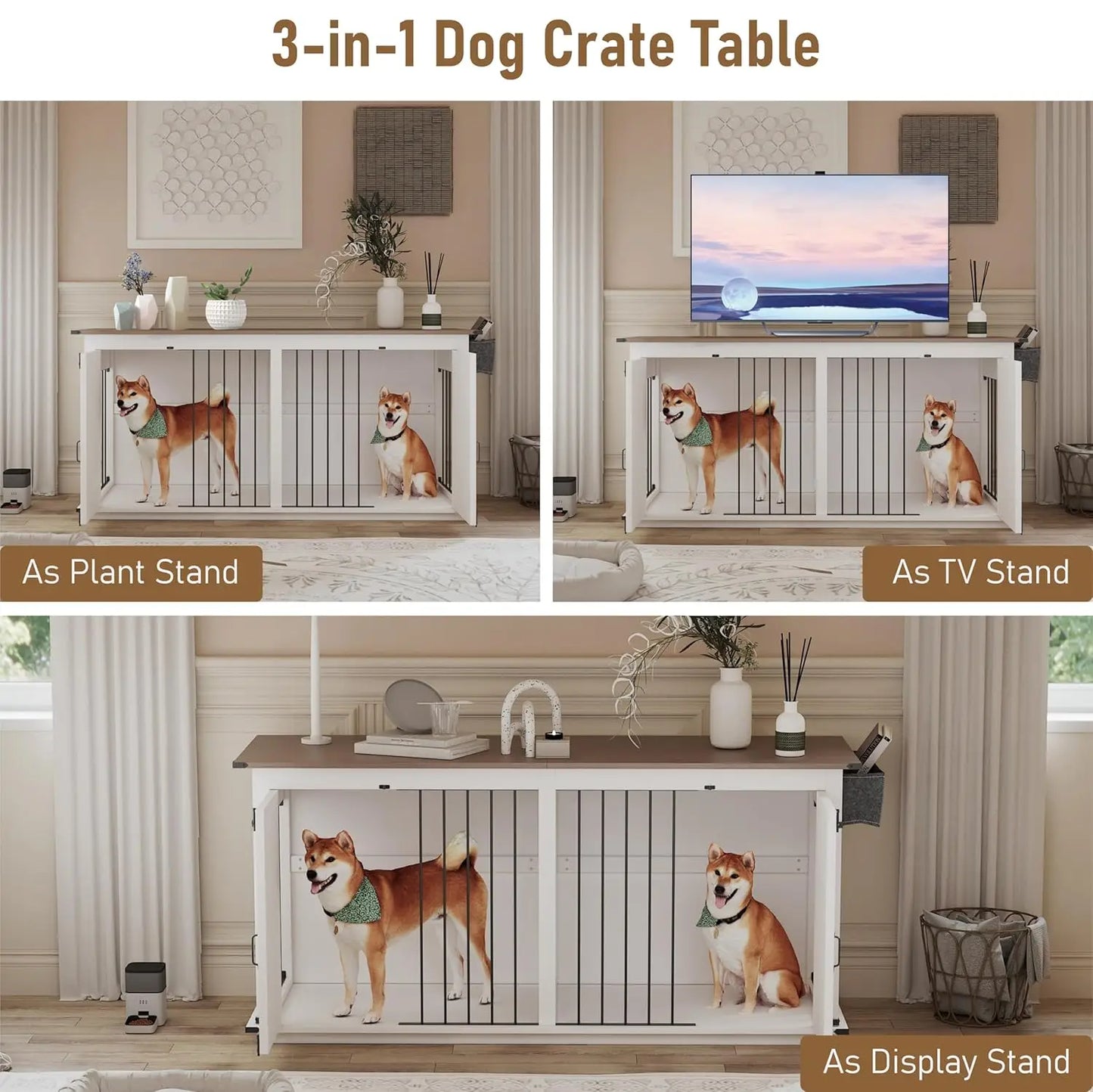 Extra-Large Wooden Dog Crate With Partition