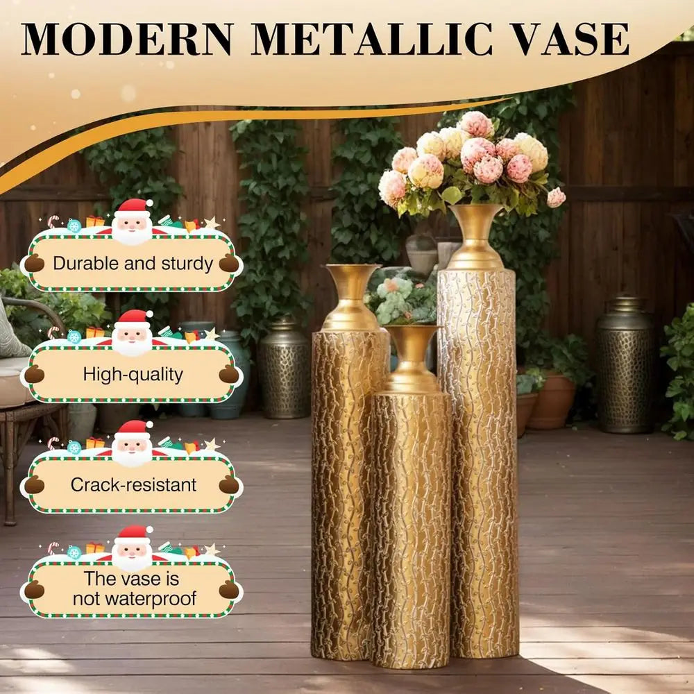 Vases Tall Set of 3 Extra Large Metal Floor Vases