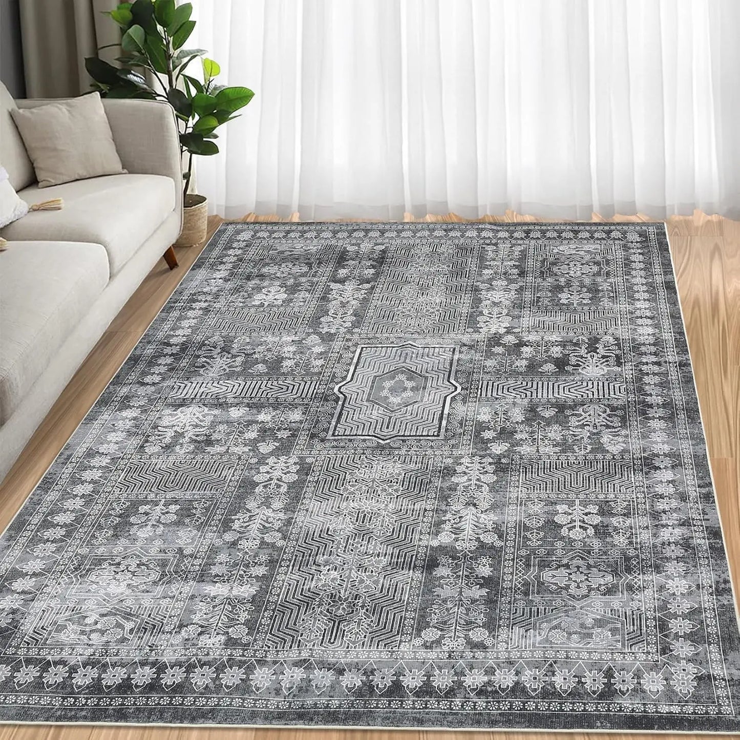Large Vintage Washable Area Rug