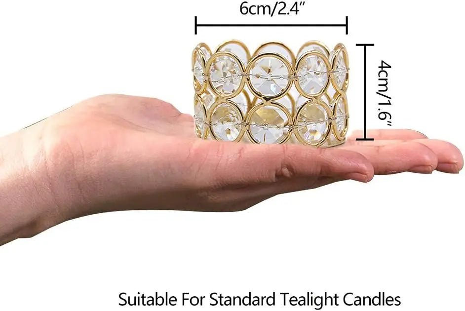 48PCS Gold Crystal Tea Light Candle Holders