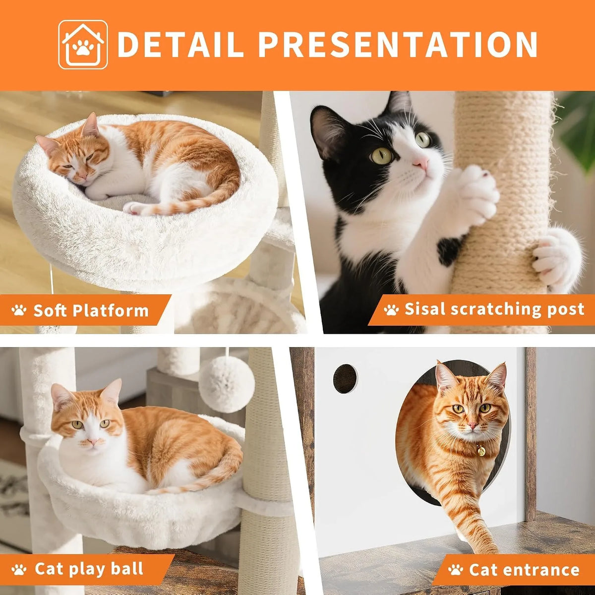Cat Tower with Litter Box Enclosure, 2-in-1 Modern Cat Tree