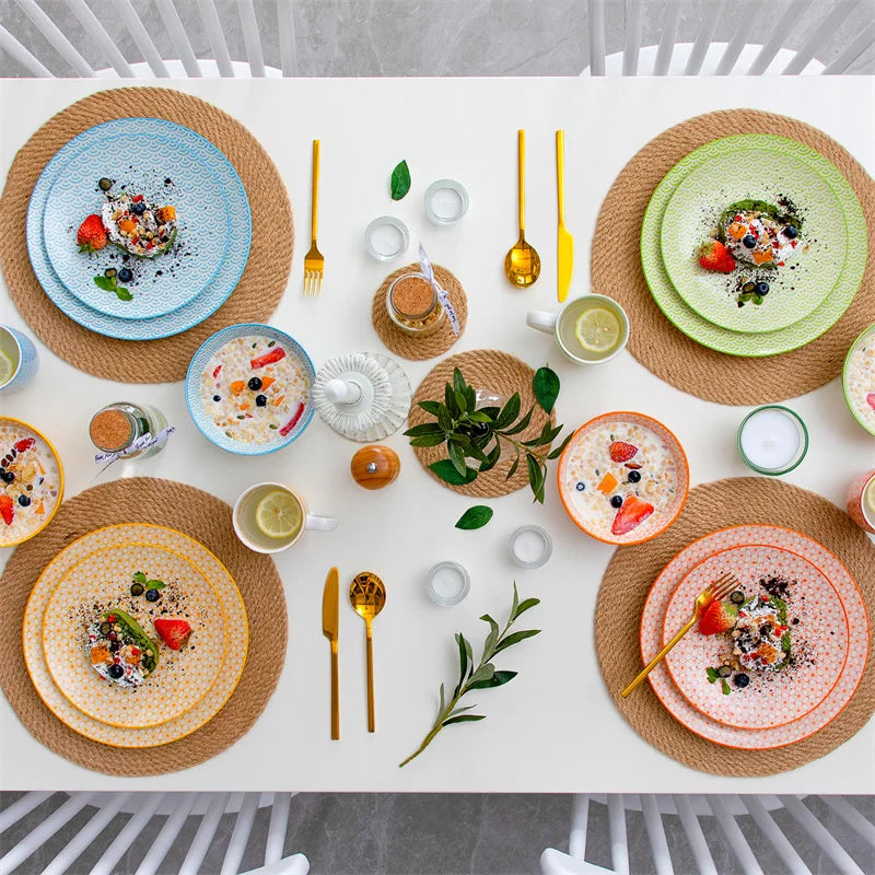 16Pieces Porcelain Multi-Color Dinnerware Set