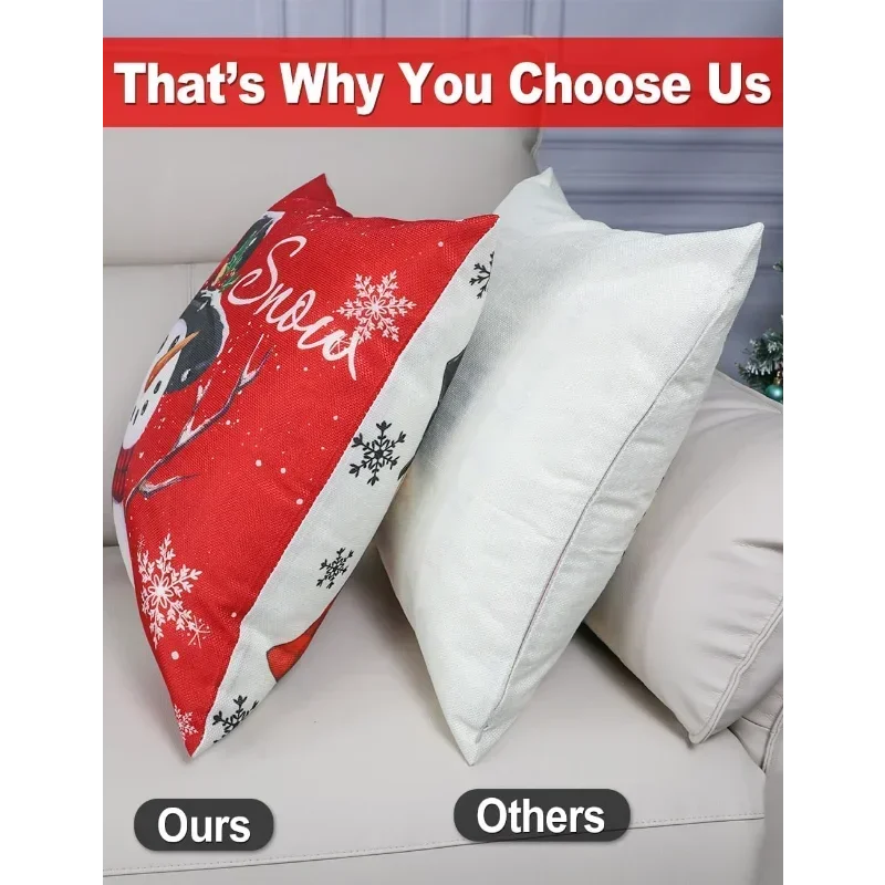 Set of 4 Double-Sided Print Christmas Pillow