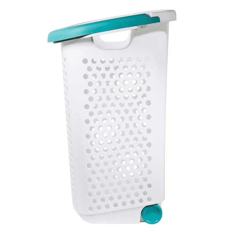 2 Bushel Rolling Plastic Laundry Hamper