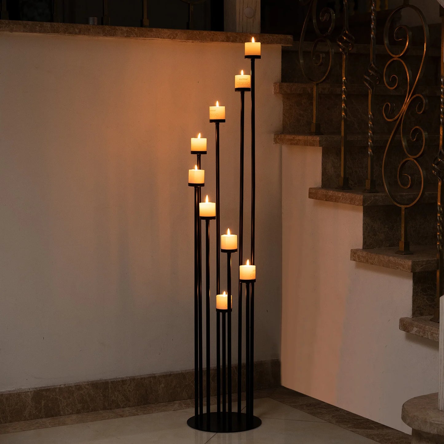 9 Arms Pillar Tapper Candle Holders Candelabra