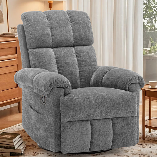 Swivel Rocker Recliner Chair With Side Pockets
