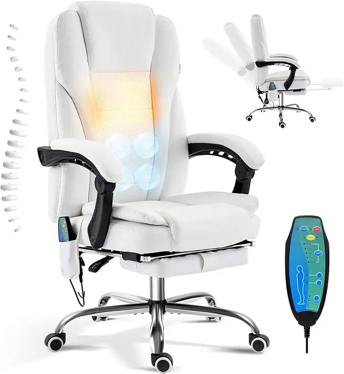 Reclining Massage Office Chair With Footrest