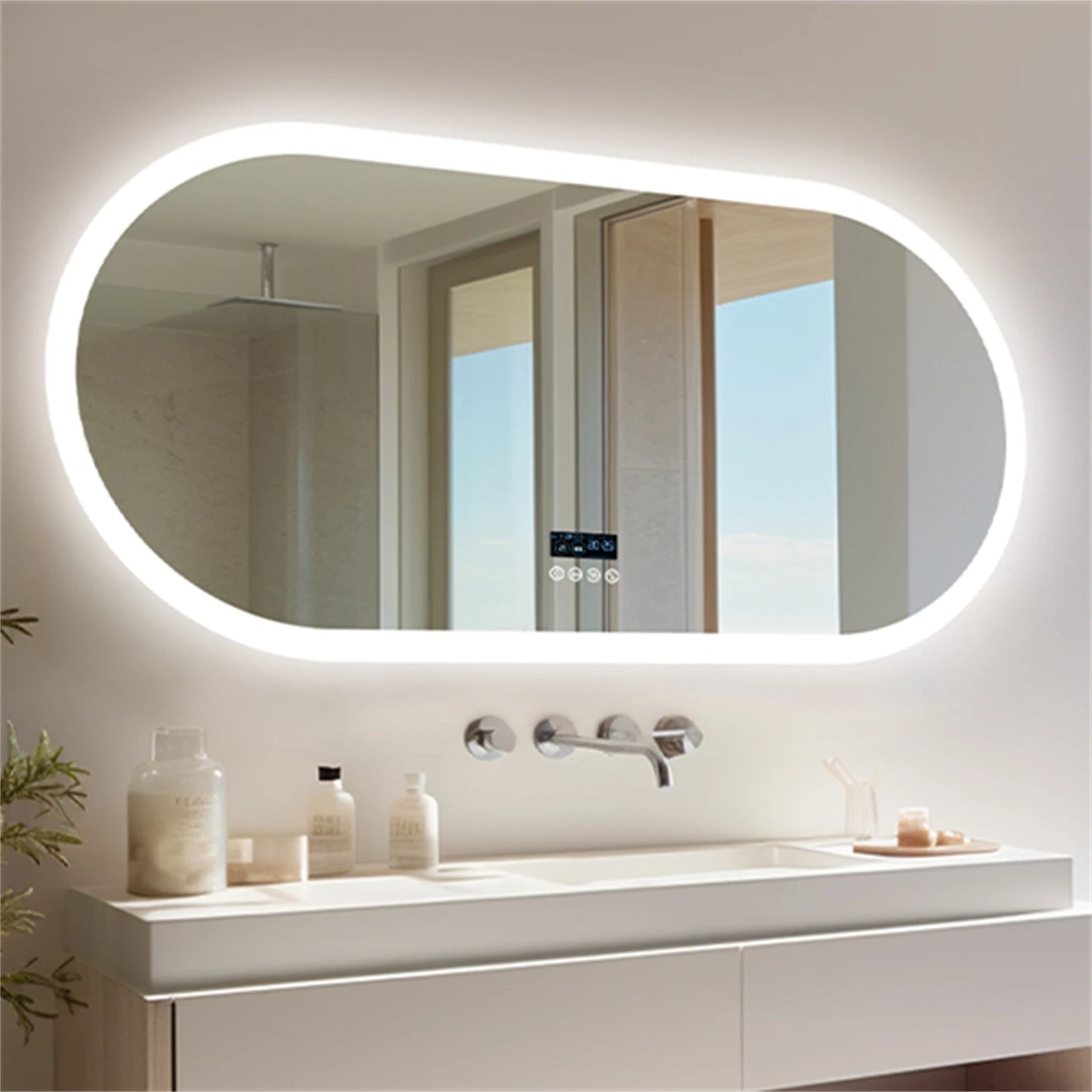 Large Bathroom Mirror Oval LED