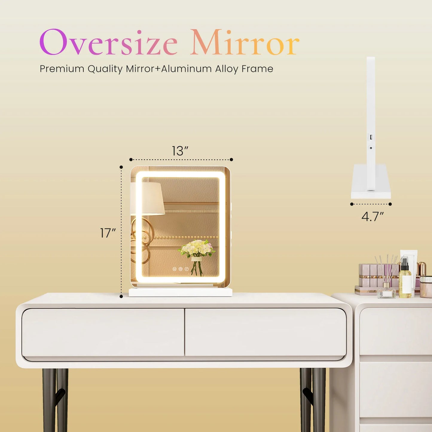 LED Vanity Mirror With Lights Aluminum Frame