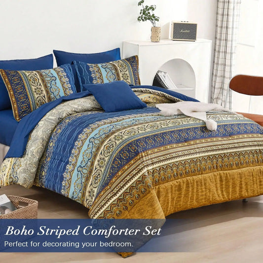 8PCS Boho Striped Comforter Set
