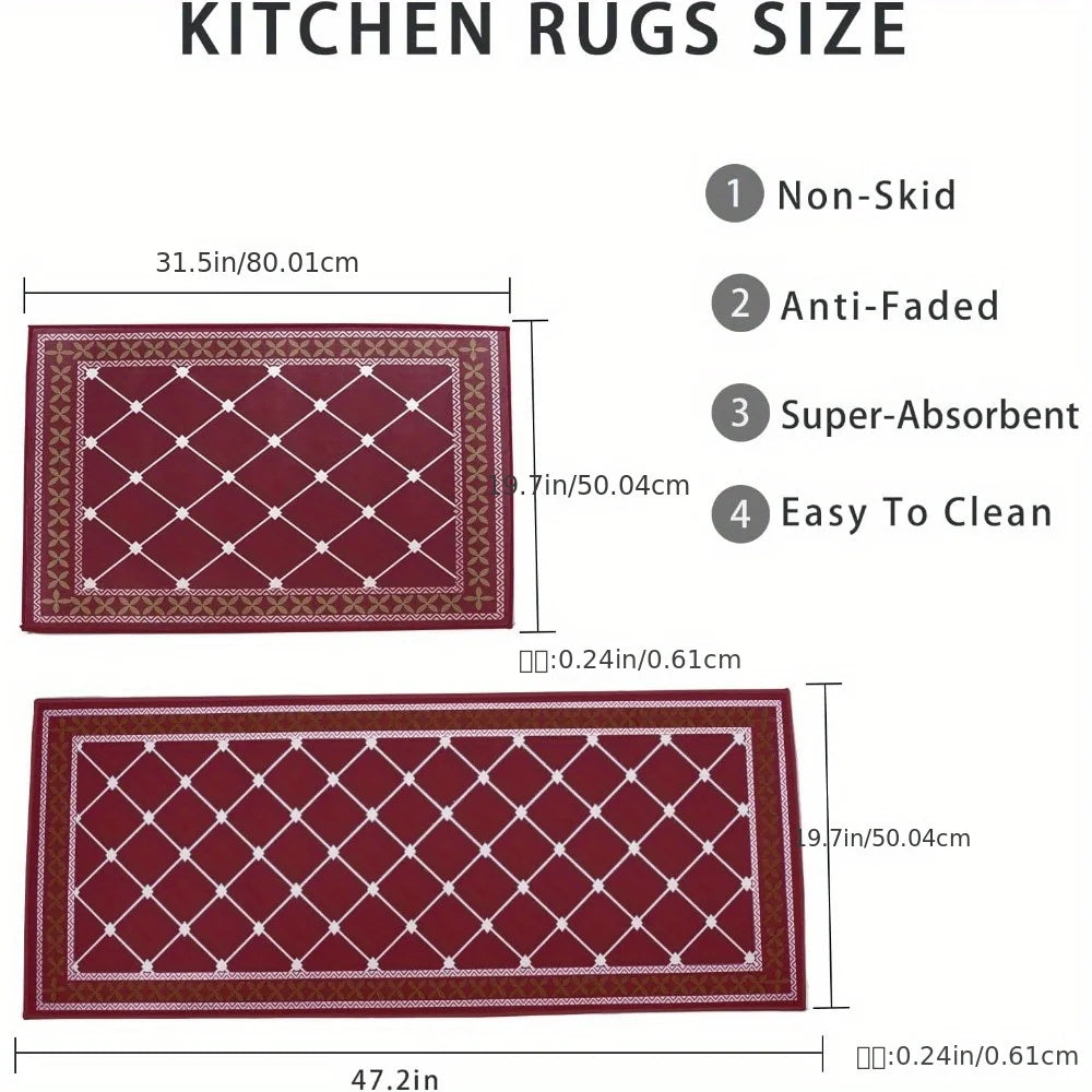 Cushioned Kitchen Rugs Non-Skid Waterproof