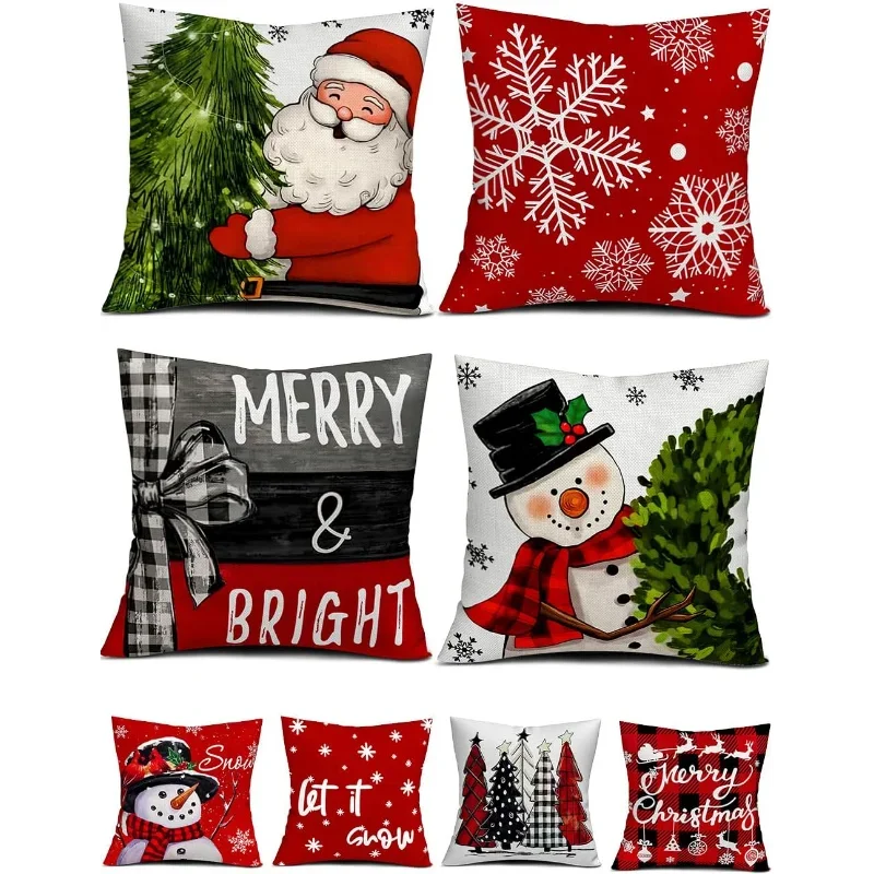 Set of 4 Double-Sided Print Christmas Pillow