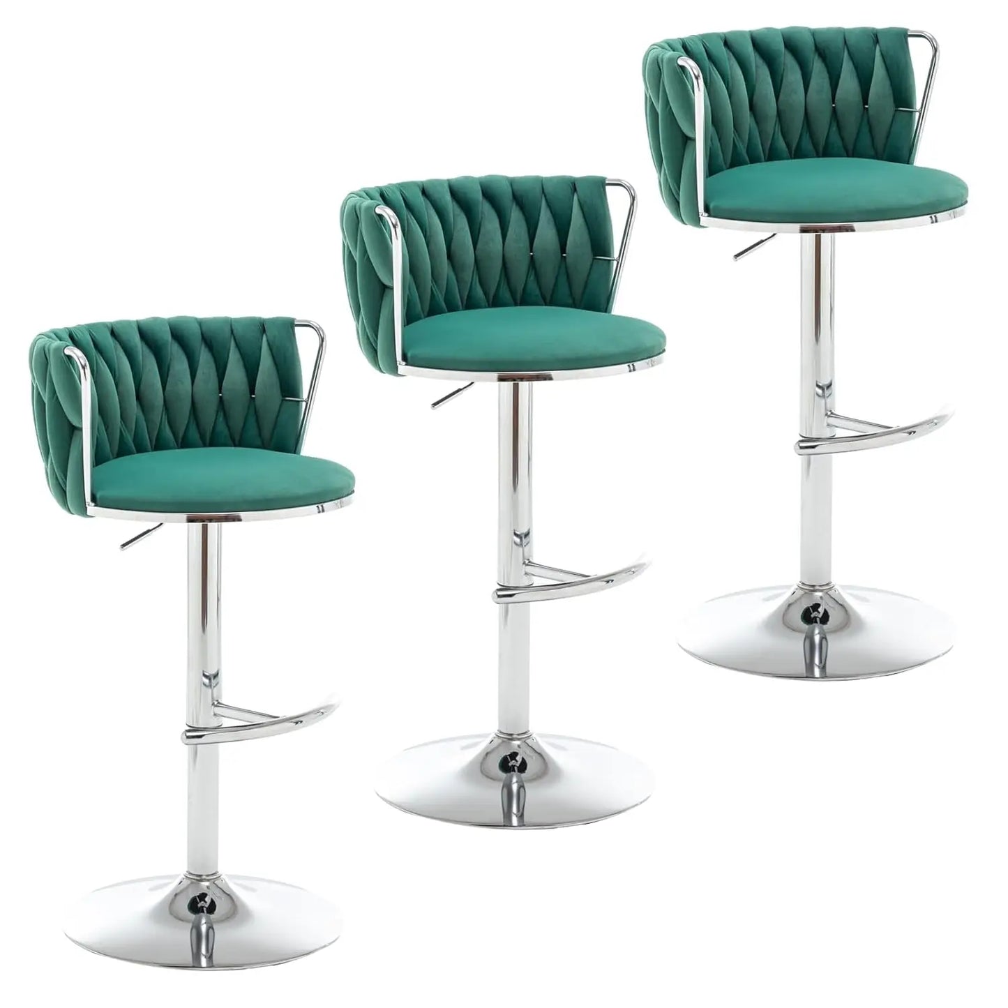 Gold Velvet Bar Stools Set of 3