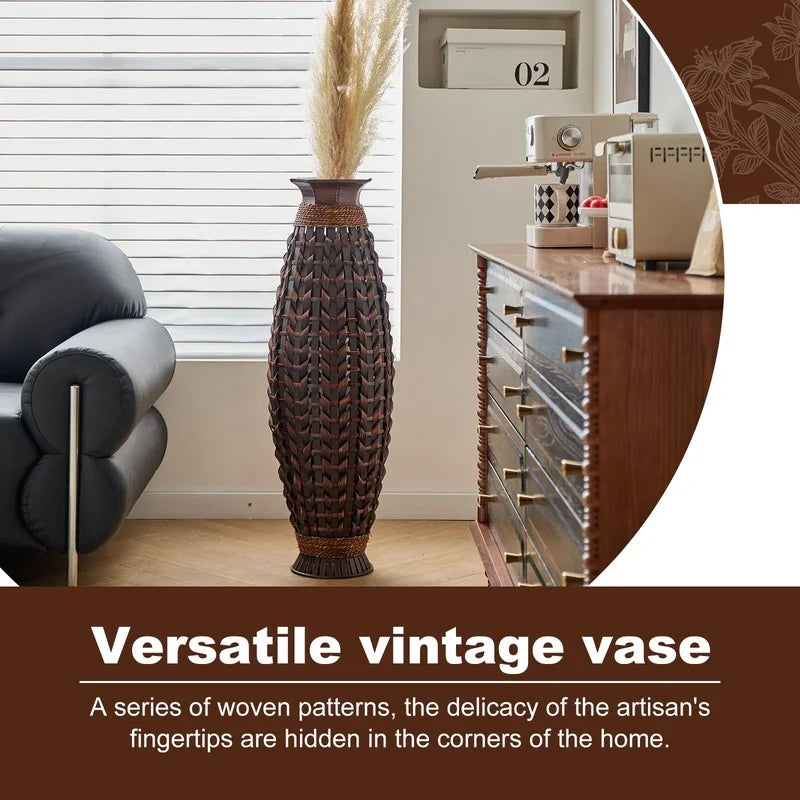 Handwoven Bamboo Floor Vase