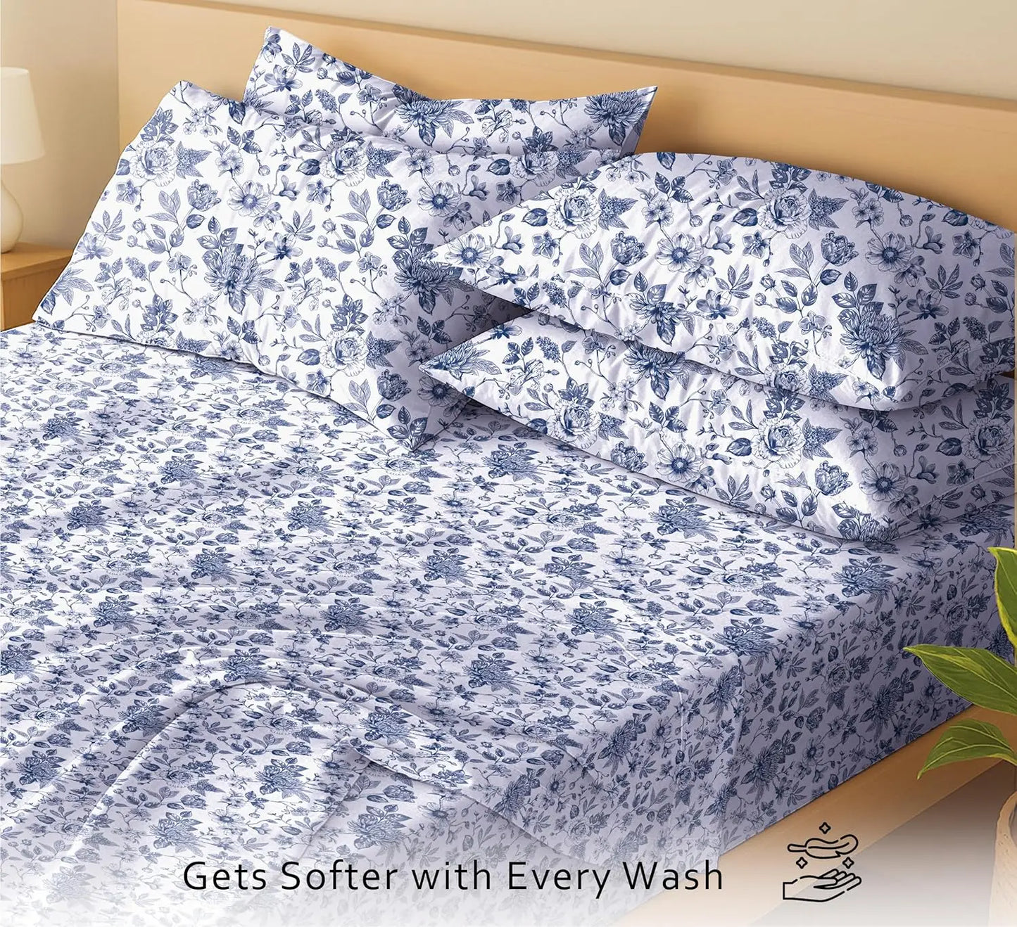 6-Piece Cotton Sheets Set 100% Natural
