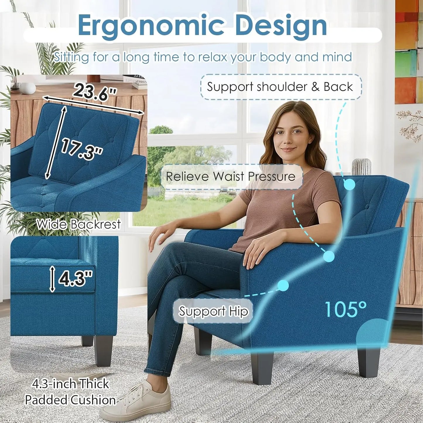 Blue Accent Chairs Set Of 2