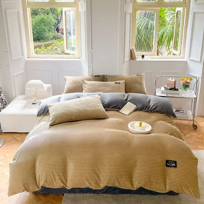 Winter Thick Solid Color Velvet Duvet Cover