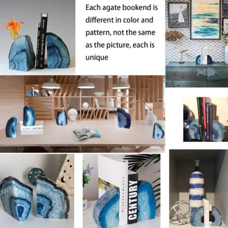 Blue Agate Bookends