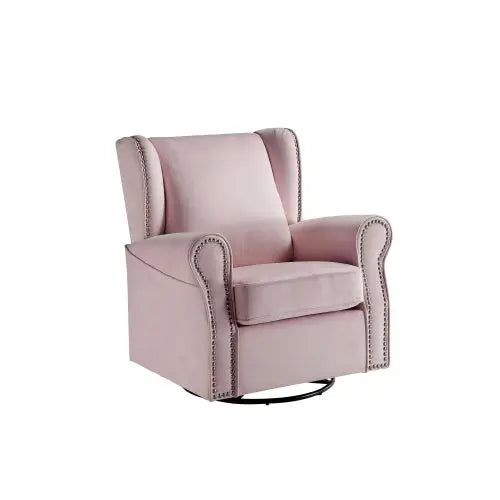 Pink fabric rotating sliding chair