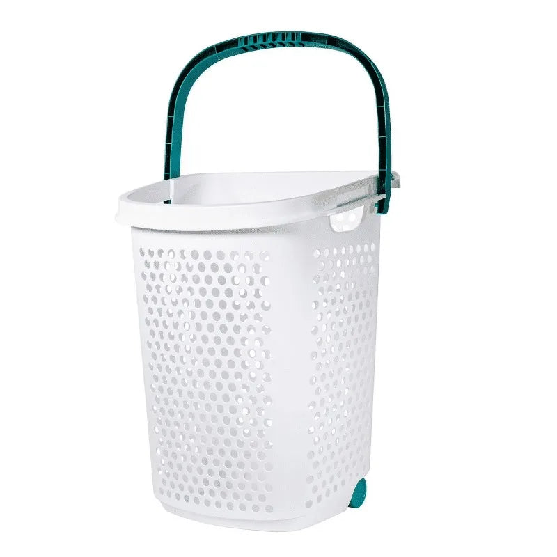 2 Bushel Rolling Plastic Laundry Hamper