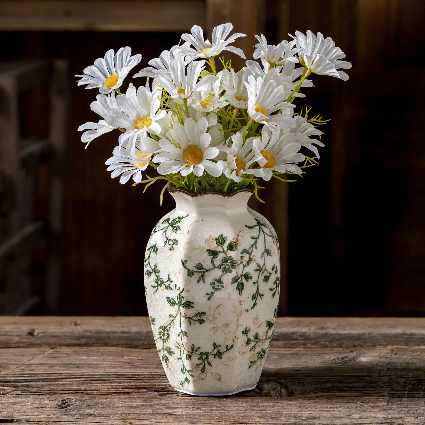 Vintage Pastoral Octagonal Vase